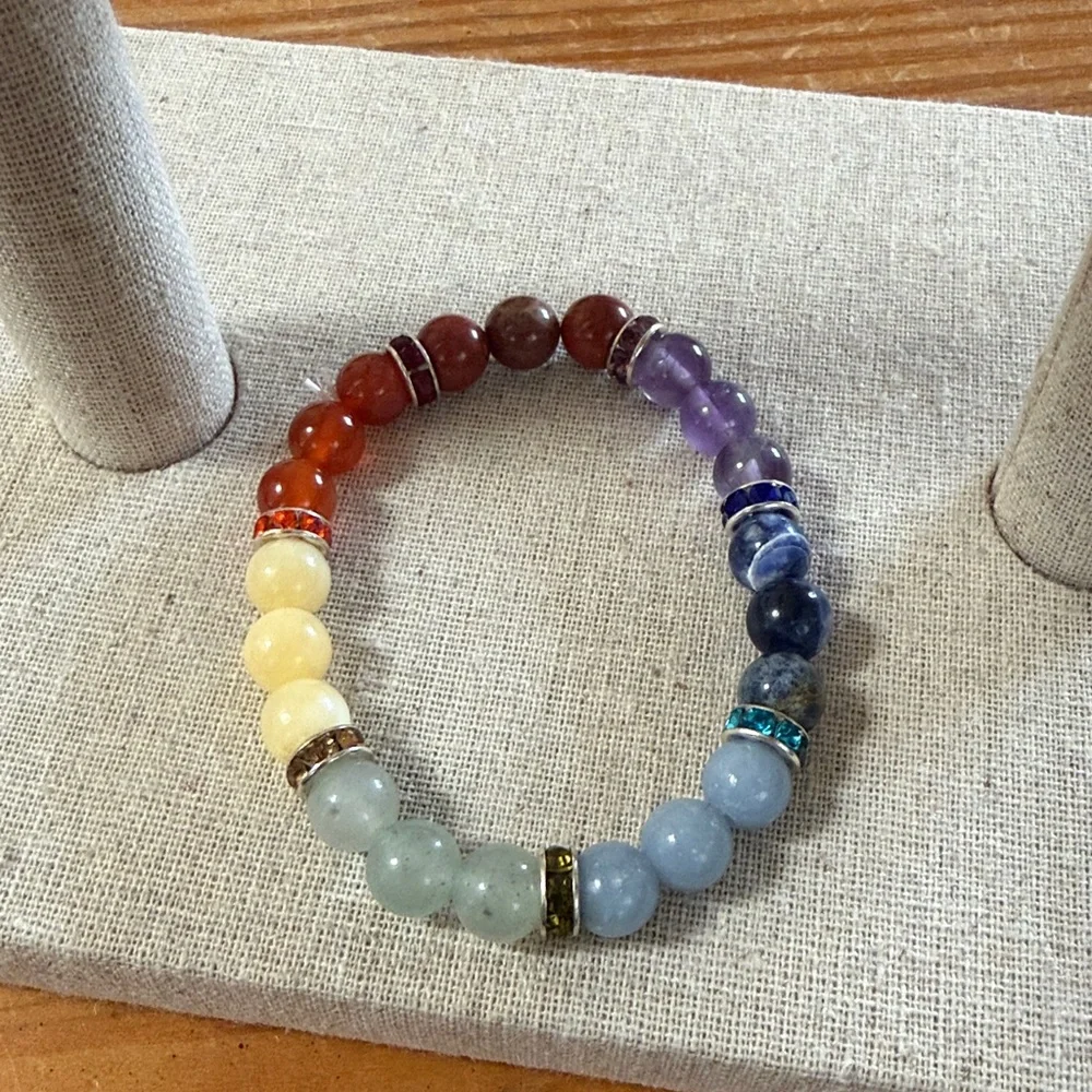 Rainbow gemstone stretch bracelet